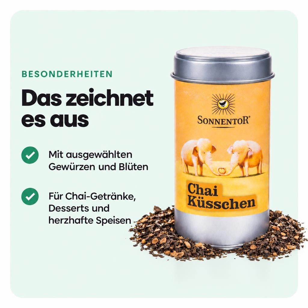 Sonnentor bio Chai Küsschen Gewürz - Blüten Zubereitung Streudose, 70g – Bild 5