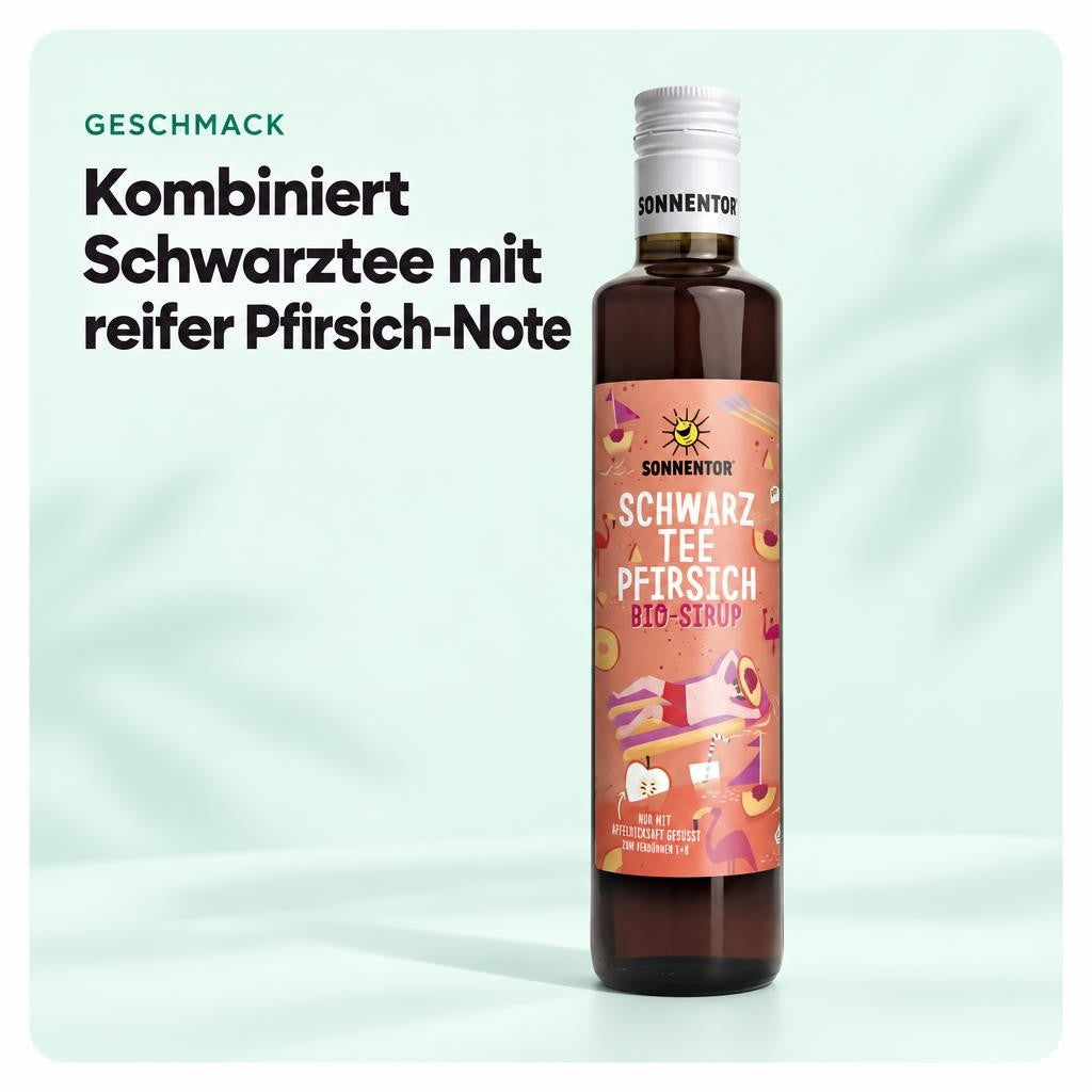 Sonnentor bio Schwarztee-Pfirsich Eistee-Sirup ab 500ml – Bild 4