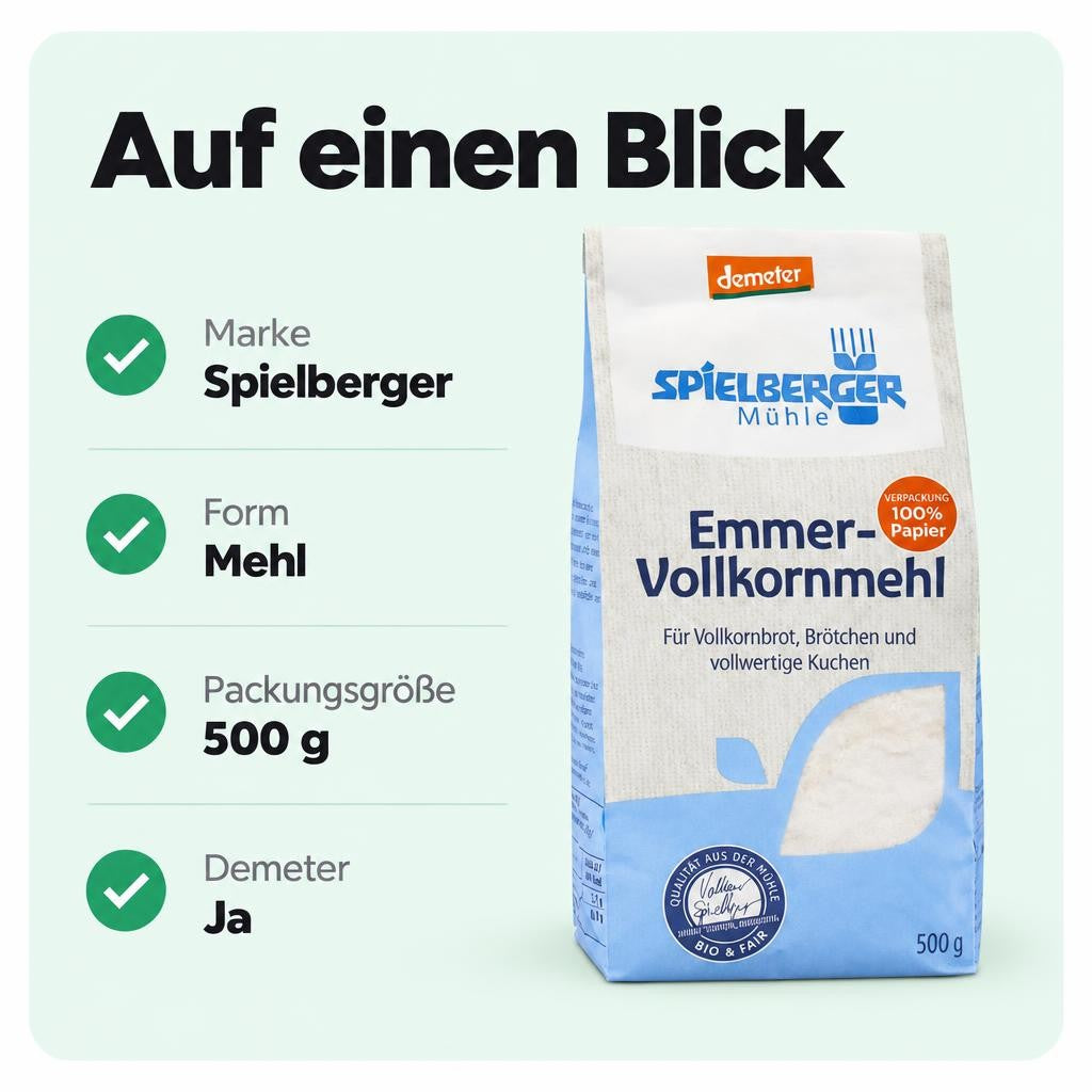 Spielberger Bio Emmer-Vollkornmehl, demeter ab 500g – Bild 3