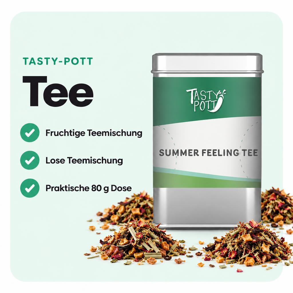 Fruchtige Teemischung für sommerliche Genussmomente in der 80 g Dose.