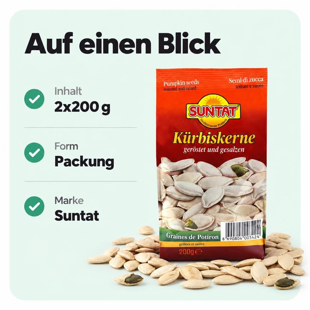 SUNTAT Kürbiskerne geröstet und gesalzen (2x200g) – Bild 3