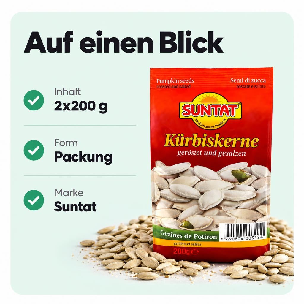 SUNTAT Kürbiskerne geröstet und gesalzen (2x200g) – Bild 3