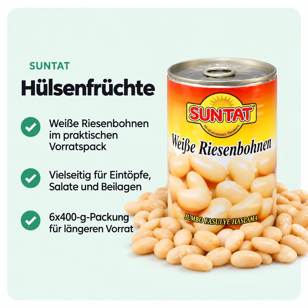 SUNTAT Weiße Riesenbohnen, (6 x 400 g) – Bild 2