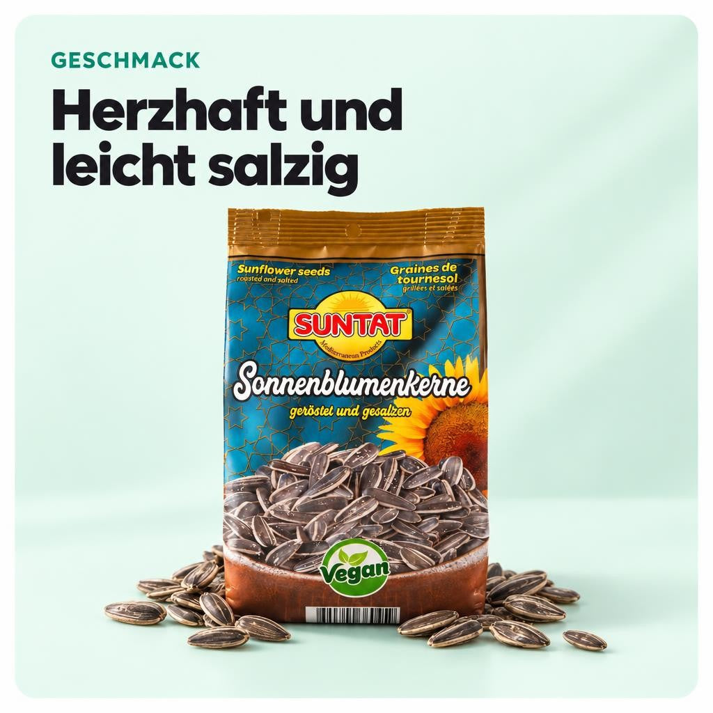 SUNTAT Sonnenblumenkerne geröstet & gesalzen (8x 150g) – Bild 4