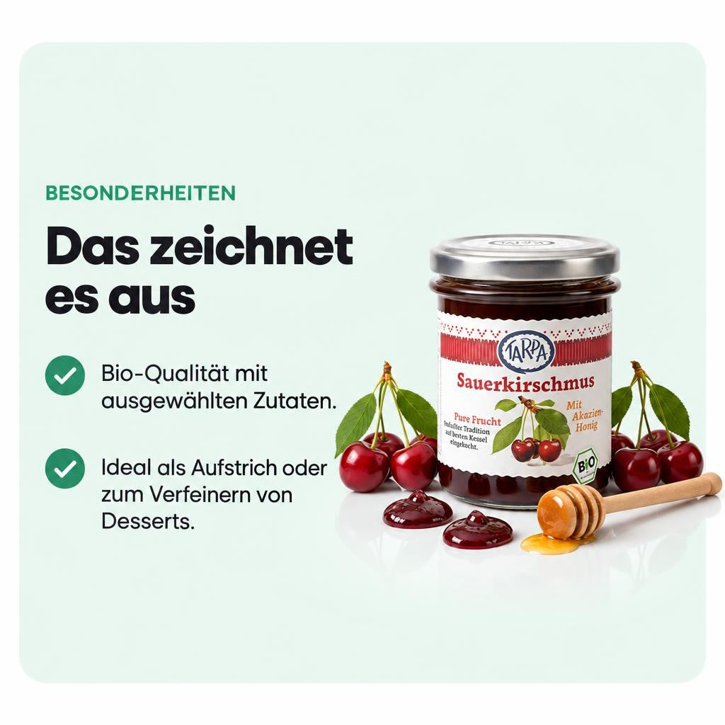 Tarpa Bio Sauerkirschmus mit Akazienhonig 220g – Bild 5