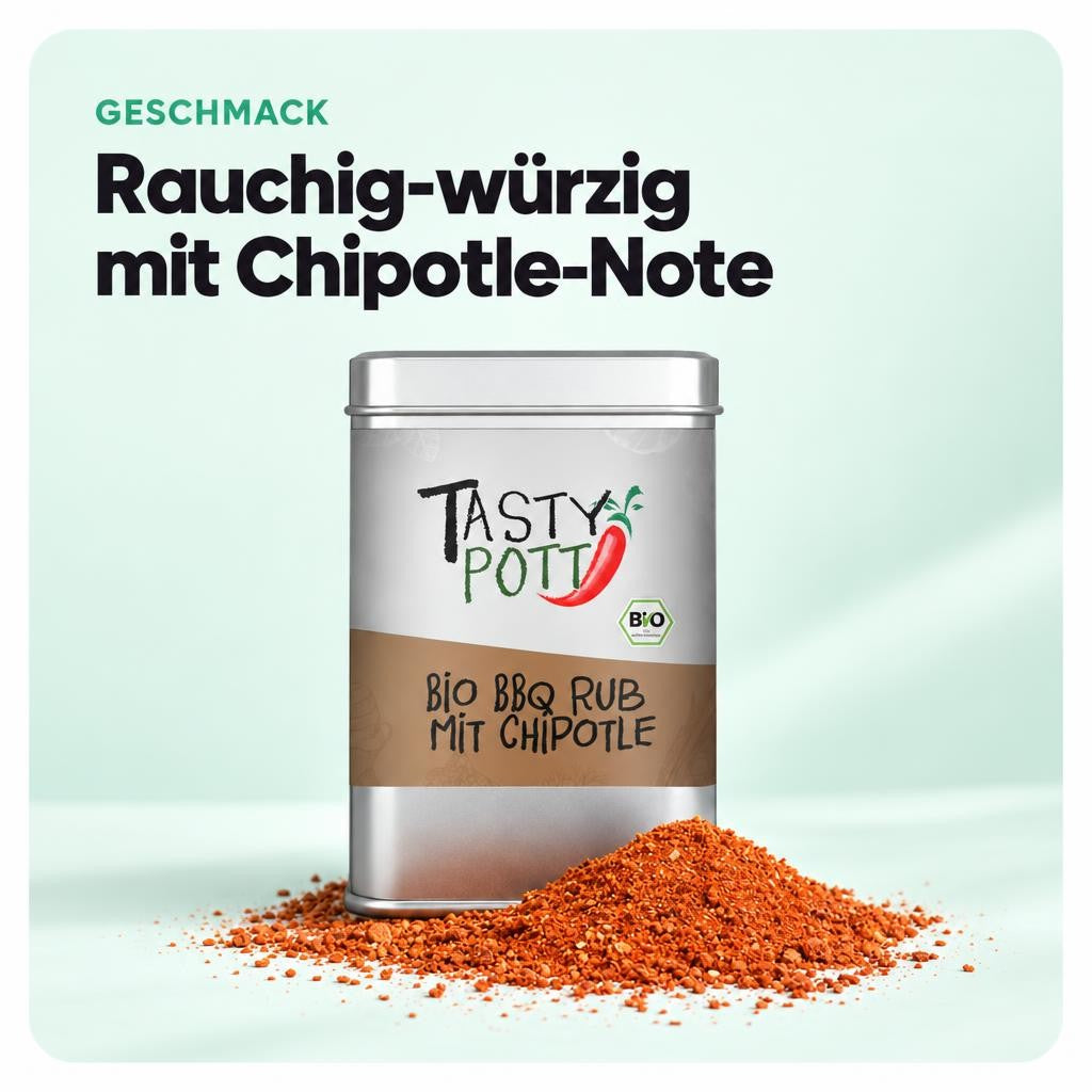 Tasty Pott Bio BBQ Rub mit Chipotle - 100g Dose – Bild 4