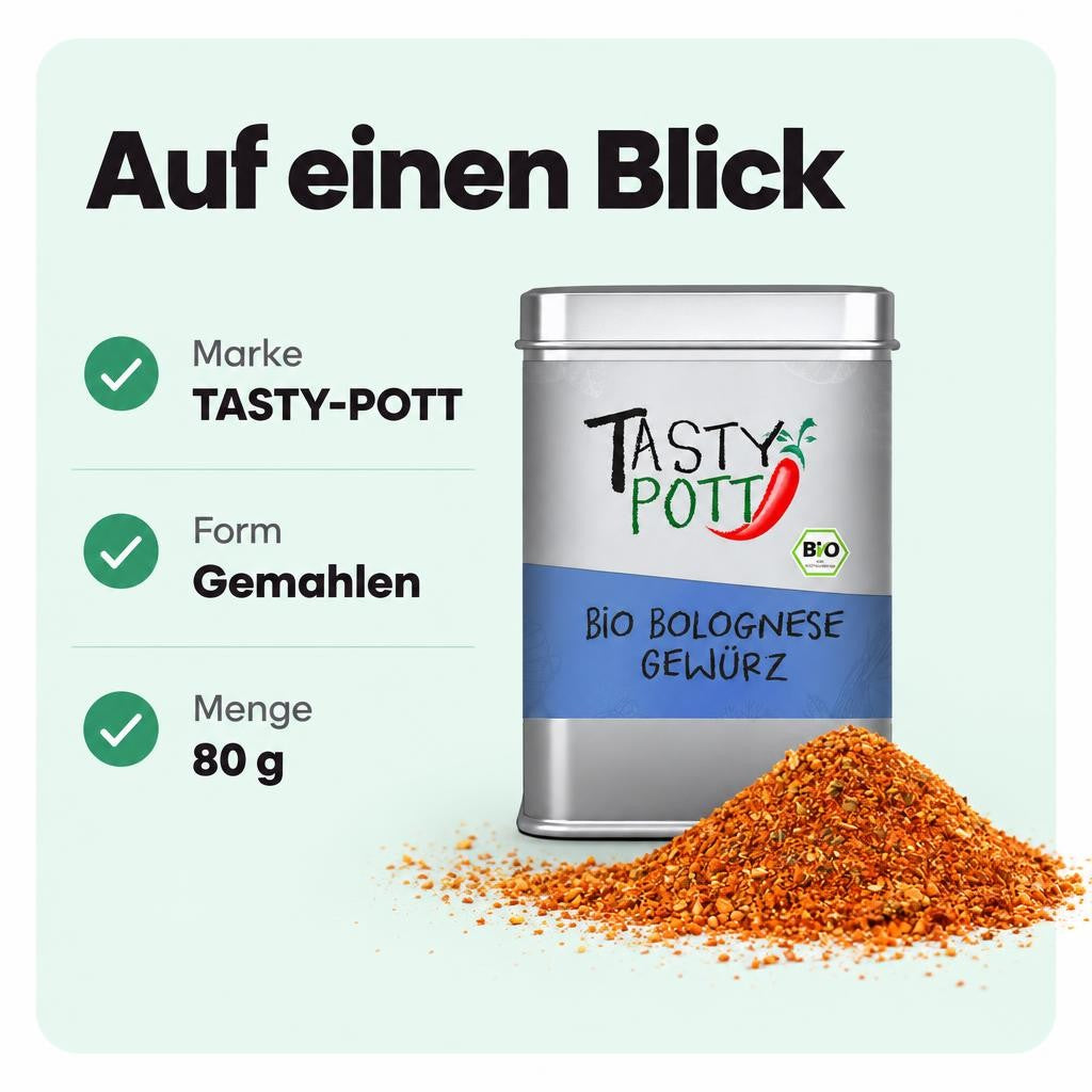 Tasty Pott Bio Bolognese Gewürz - 80g Dose – Bild 3