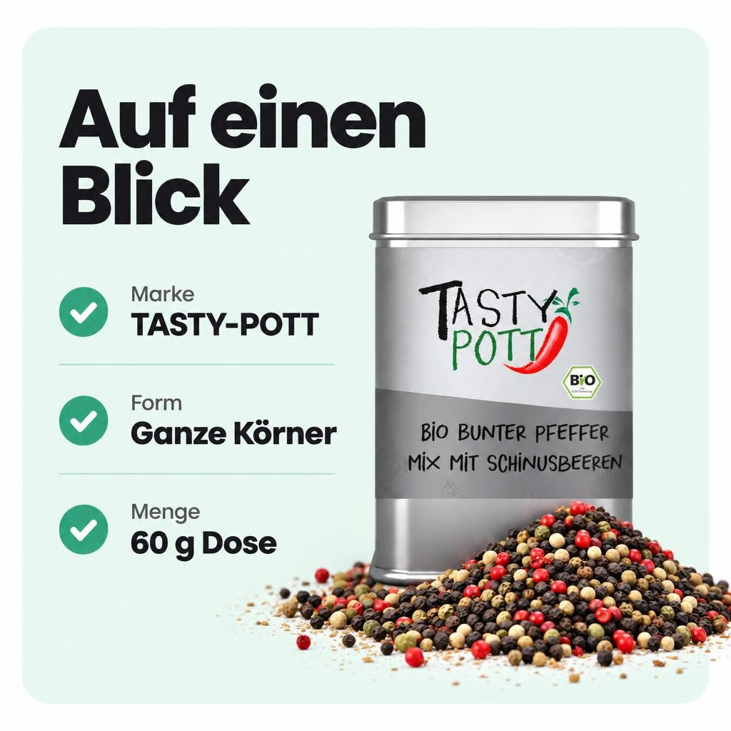 Tasty Pott Bio Bunte Pfeffermischung - 60g Dose – Bild 3