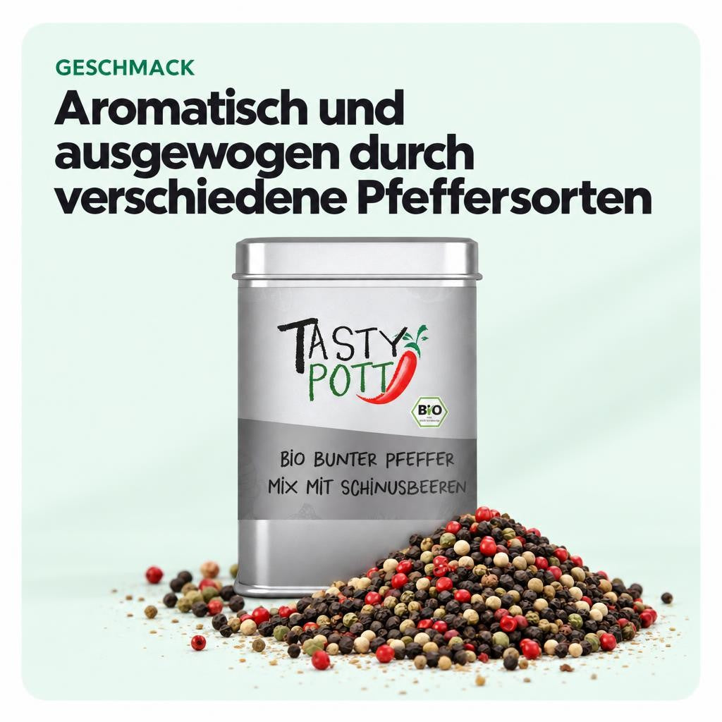 Tasty Pott Bio Bunte Pfeffermischung - 60g Dose – Bild 4
