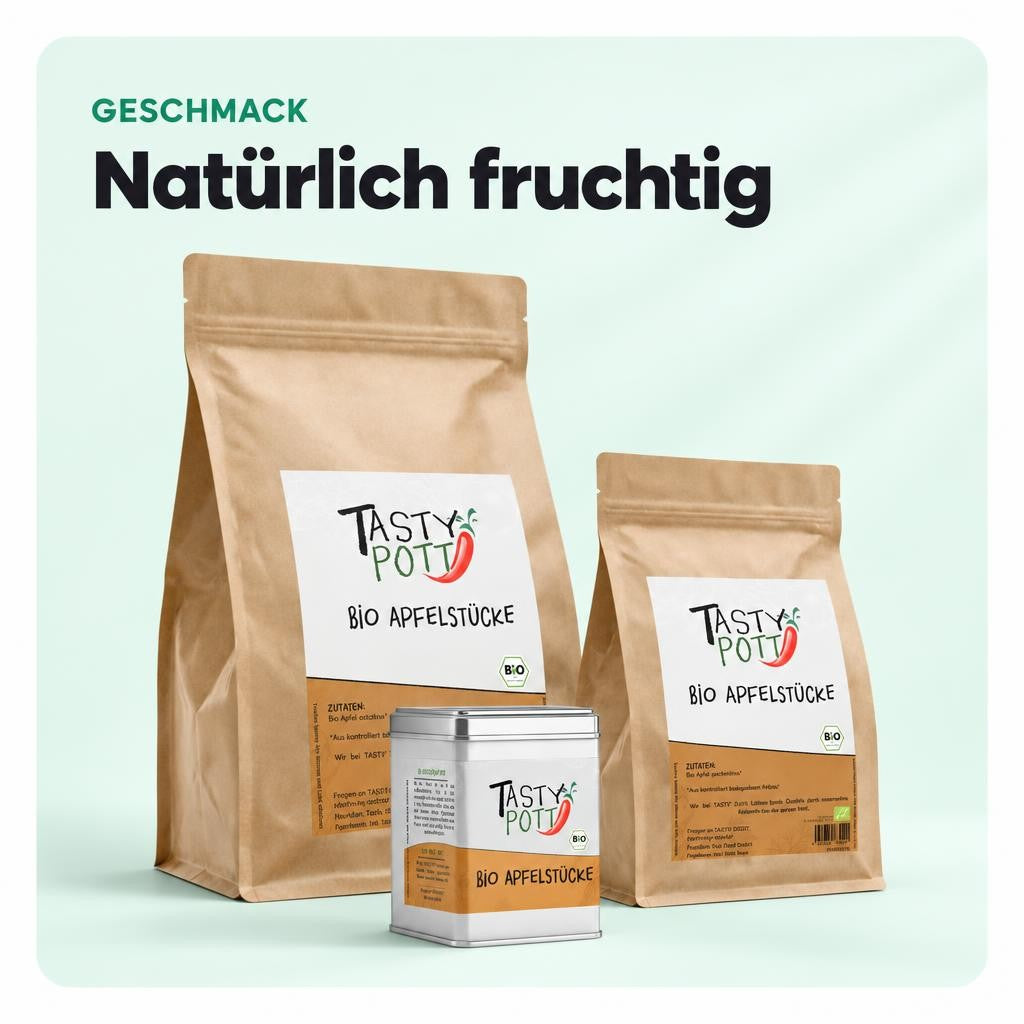 Tasty Pott Bio feine Apfelstücke - verschiedene Größen im Beutel – Bild 4