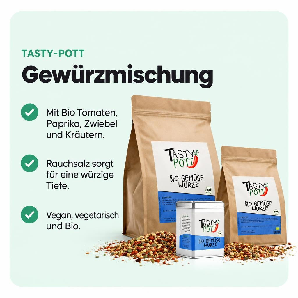 Kräftige Gemüsewürze mit rauchiger Note für vielseitige Gerichte.