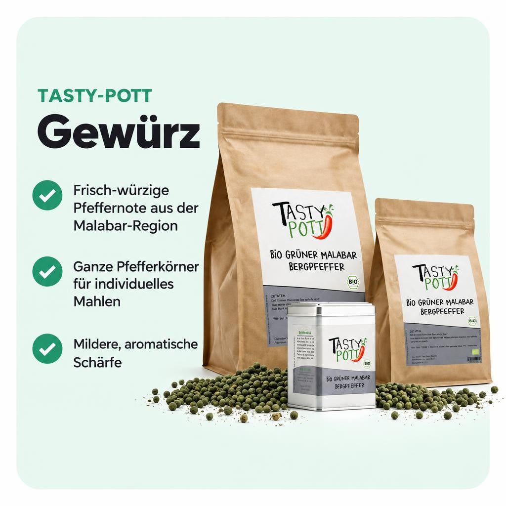 Tasty Pott Bio Grüner Malabar Bergpfeffer - im Beutel – Bild 2