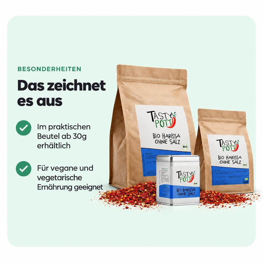 Tasty Pott Bio Harissa ohne Salz - Gewürzmischung - im Beutel – Bild 5