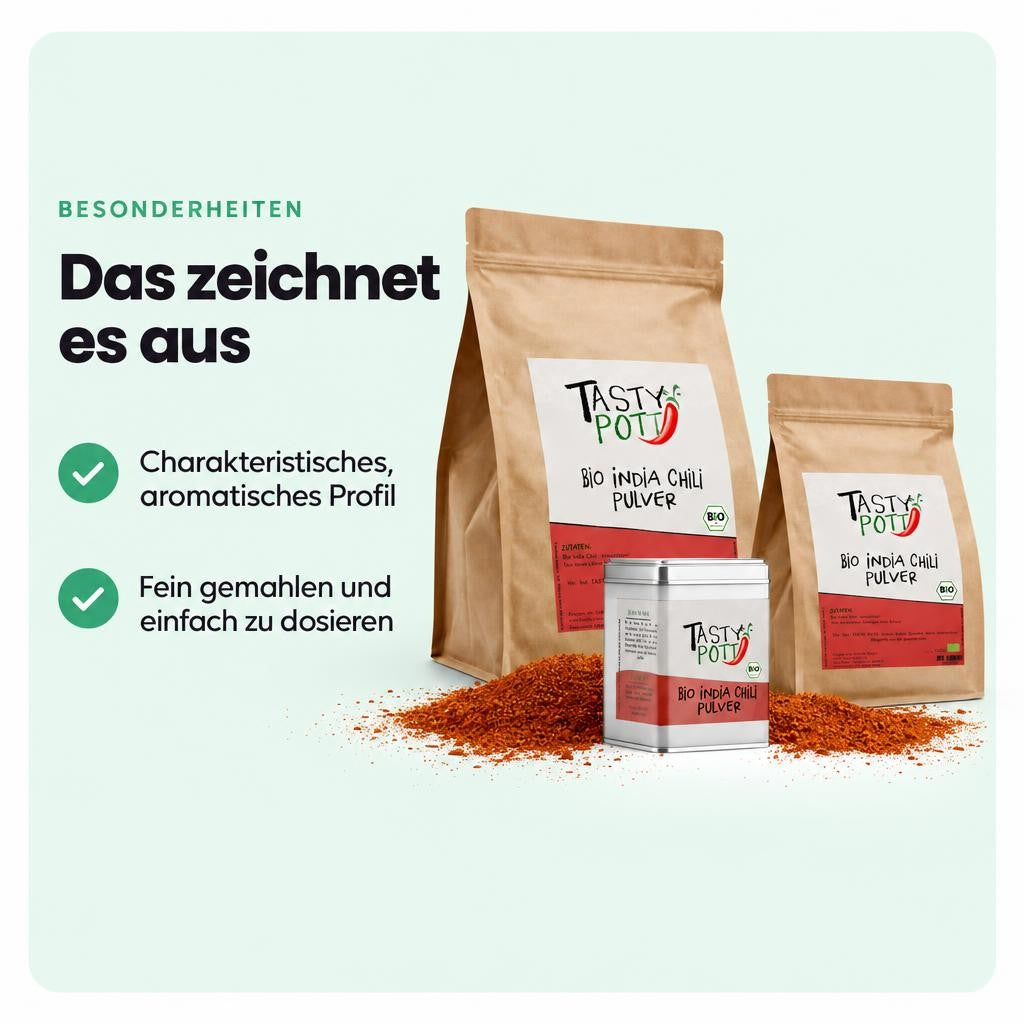 Tasty Pott Bio India Chili gemahlen - im Beutel – Bild 5