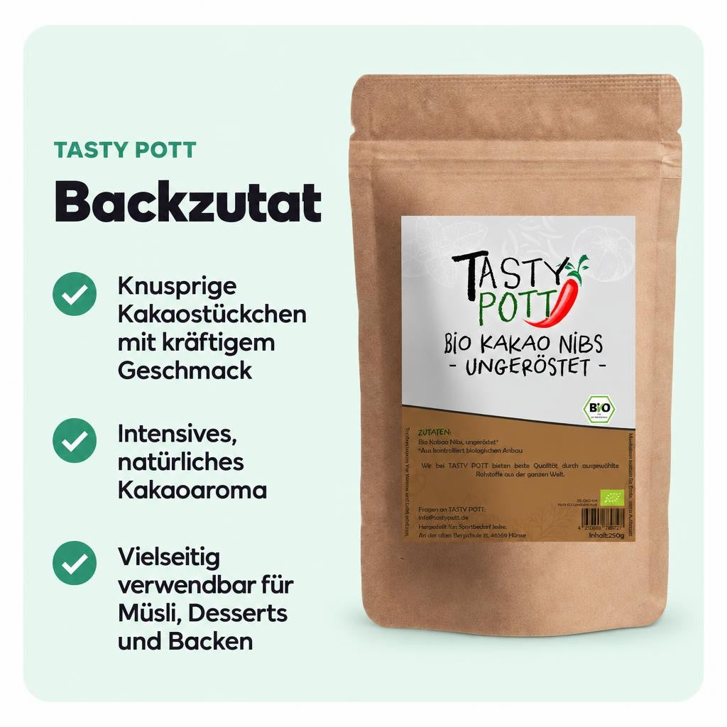Tasty Pott Bio Kakaonibs - im Beutel – Bild 2