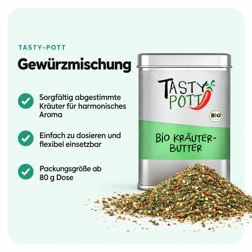 Tasty Pott Bio Kräuterbutter Gewürzmischung - 80g Dose – Bild 2
