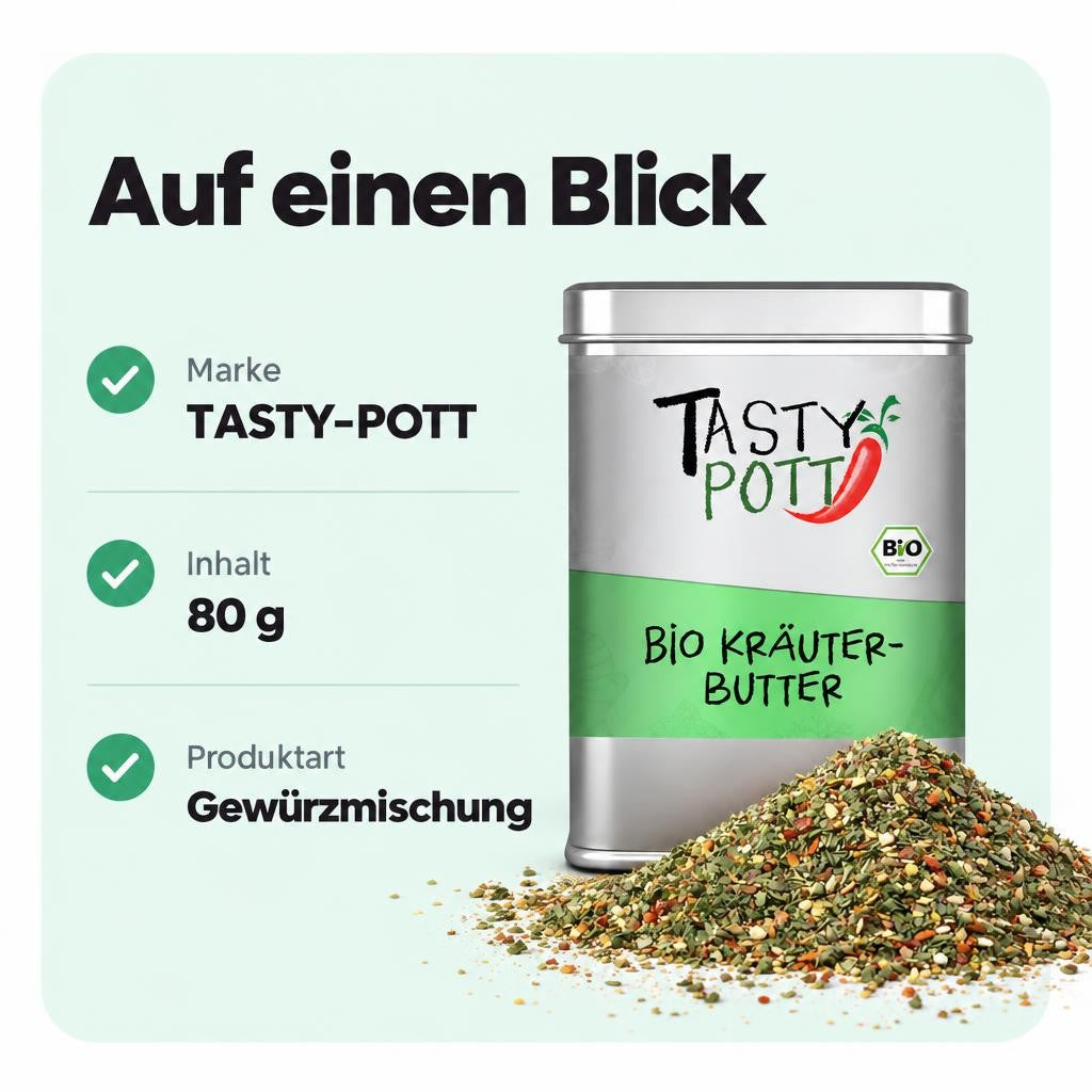 Tasty Pott Bio Kräuterbutter Gewürzmischung - 80g Dose – Bild 3
