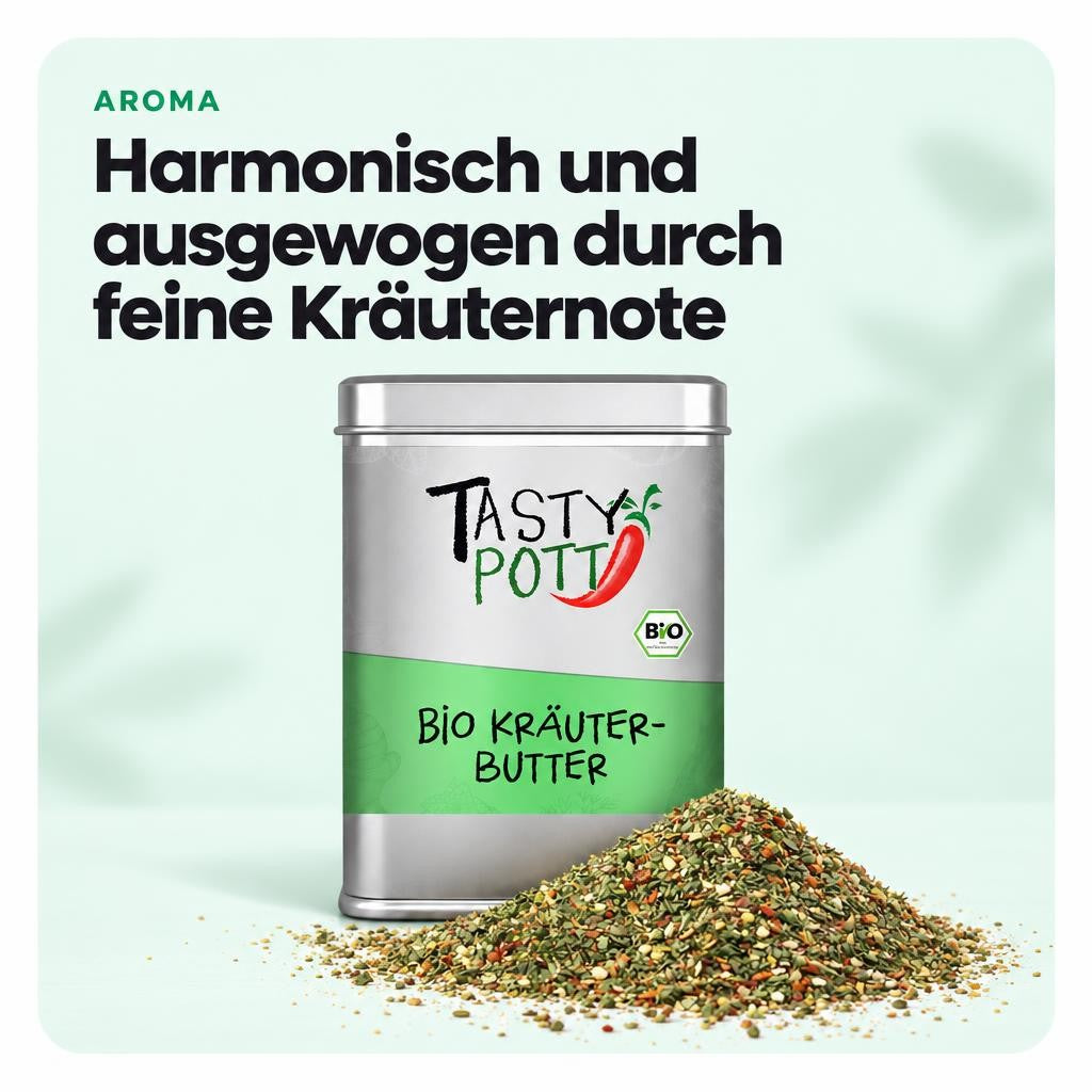 Tasty Pott Bio Kräuterbutter Gewürzmischung - 80g Dose – Bild 4