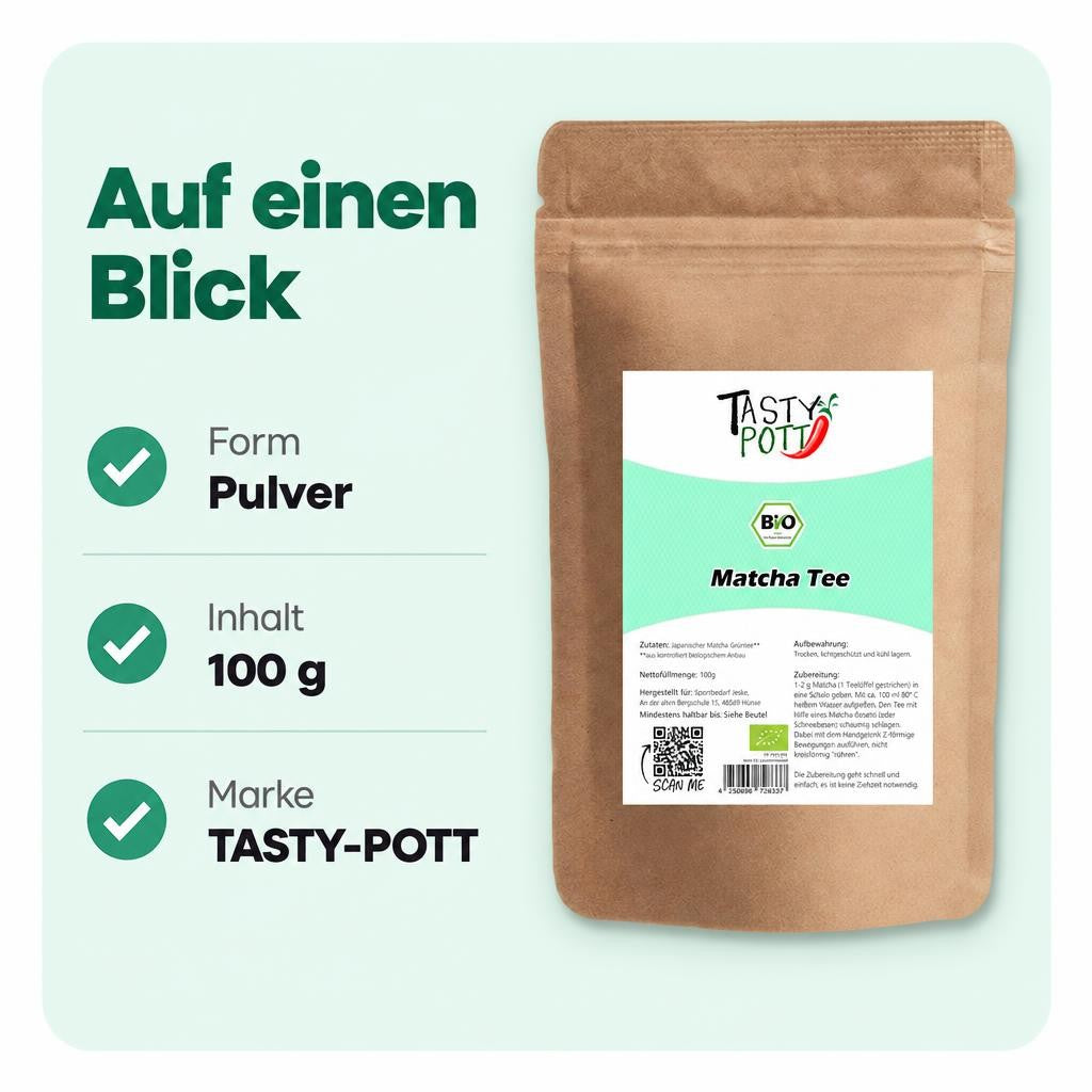 Tasty Pott Bio Matcha Tee Pulver - m Beutel – Bild 3