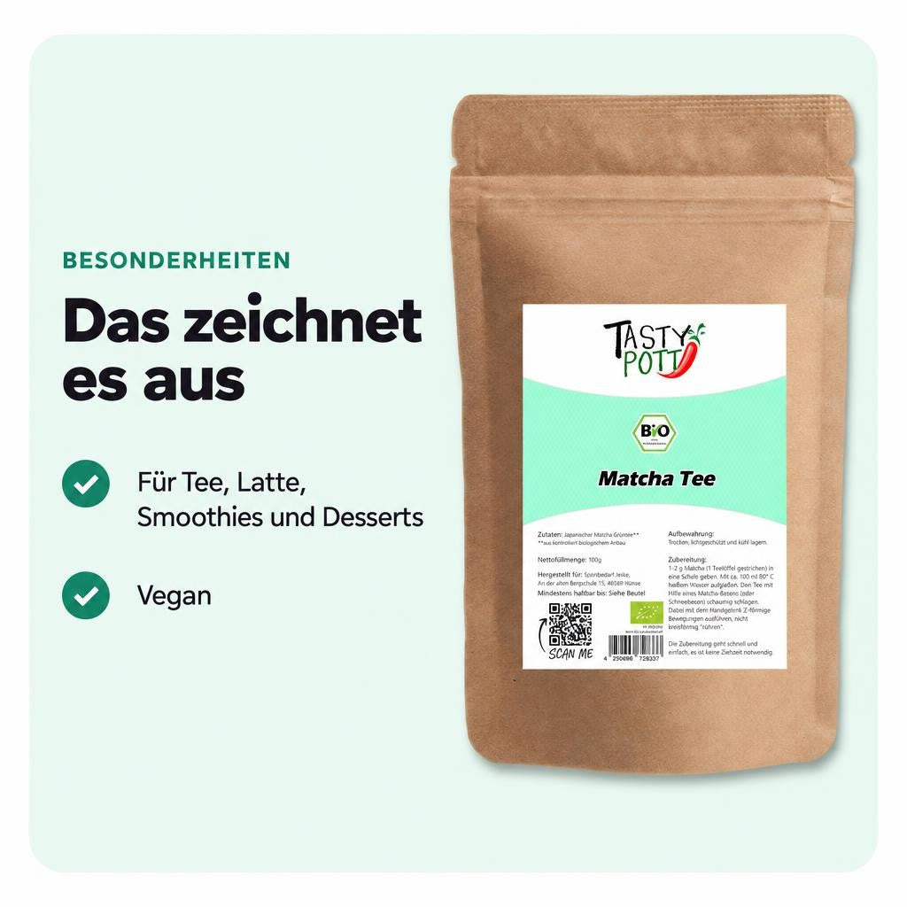 Tasty Pott Bio Matcha Tee Pulver - m Beutel – Bild 5