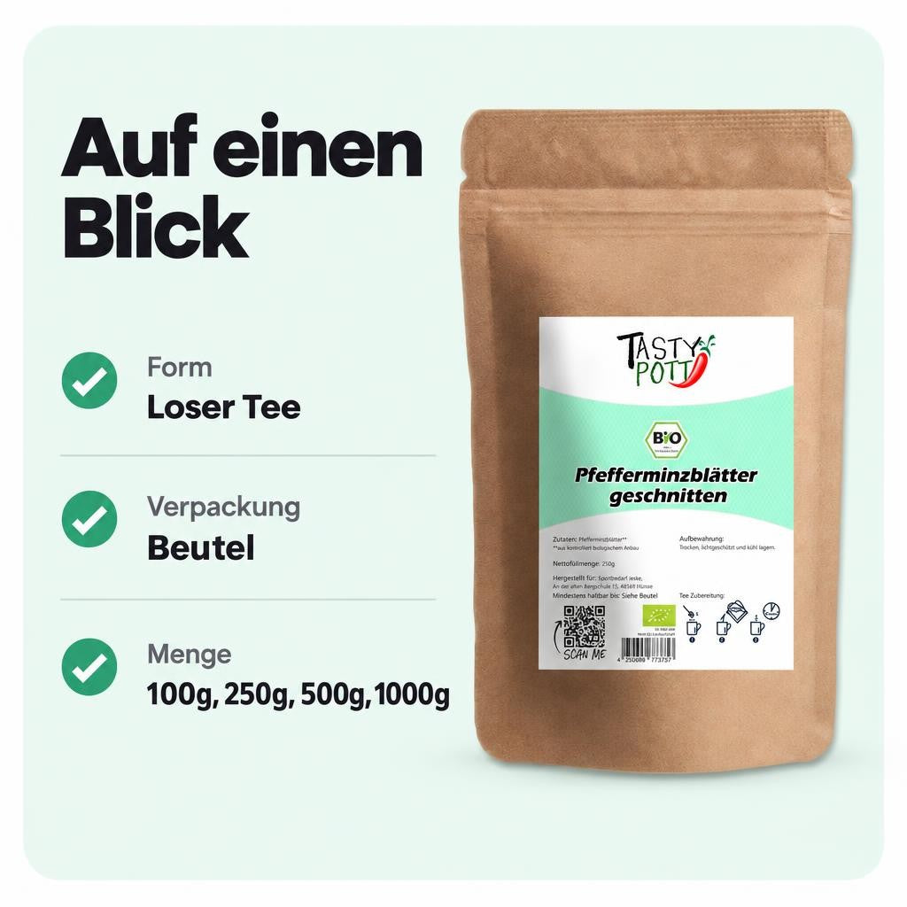 Tasty Pott Bio Pfefferminzblätter getrocknet und geschnitten - im Beutel – Bild 3