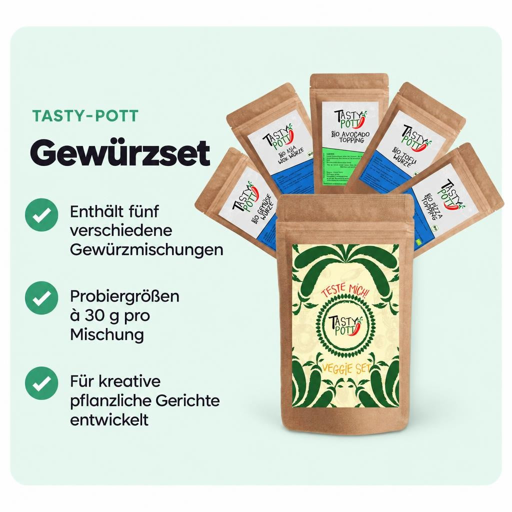 Tasty Pott Bio Veggie Set - 5x 30g Probierpaket - Gewürzmischungen – Bild 2