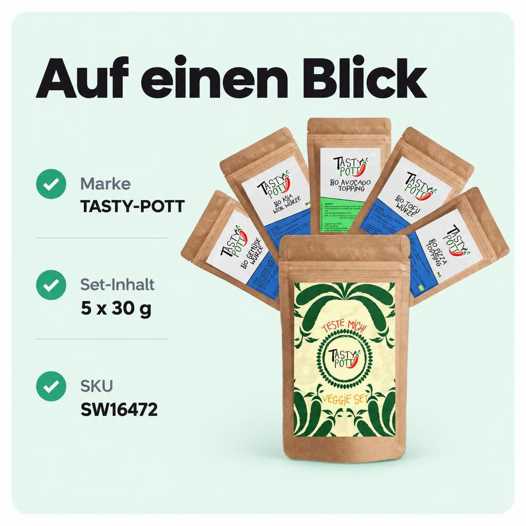 Tasty Pott Bio Veggie Set - 5x 30g Probierpaket - Gewürzmischungen – Bild 3