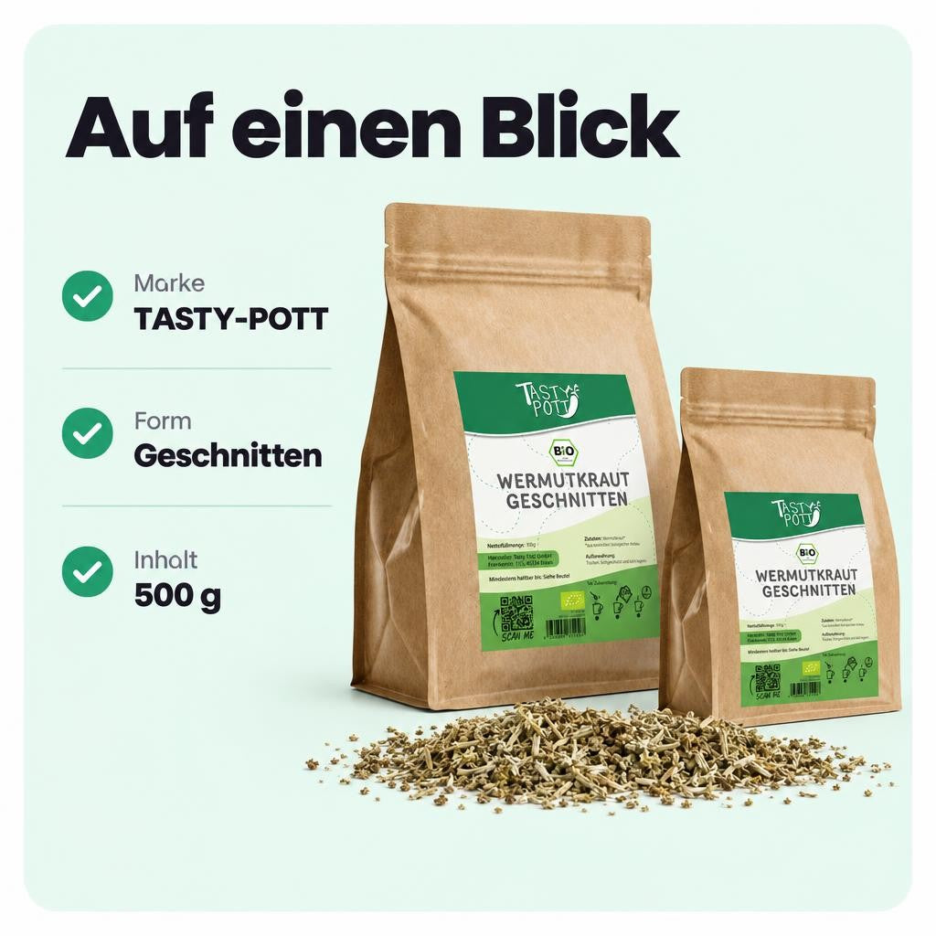 Tasty Pott Bio Wermutkraut getrocknet und geschnitten - 500g Beutel – Bild 3