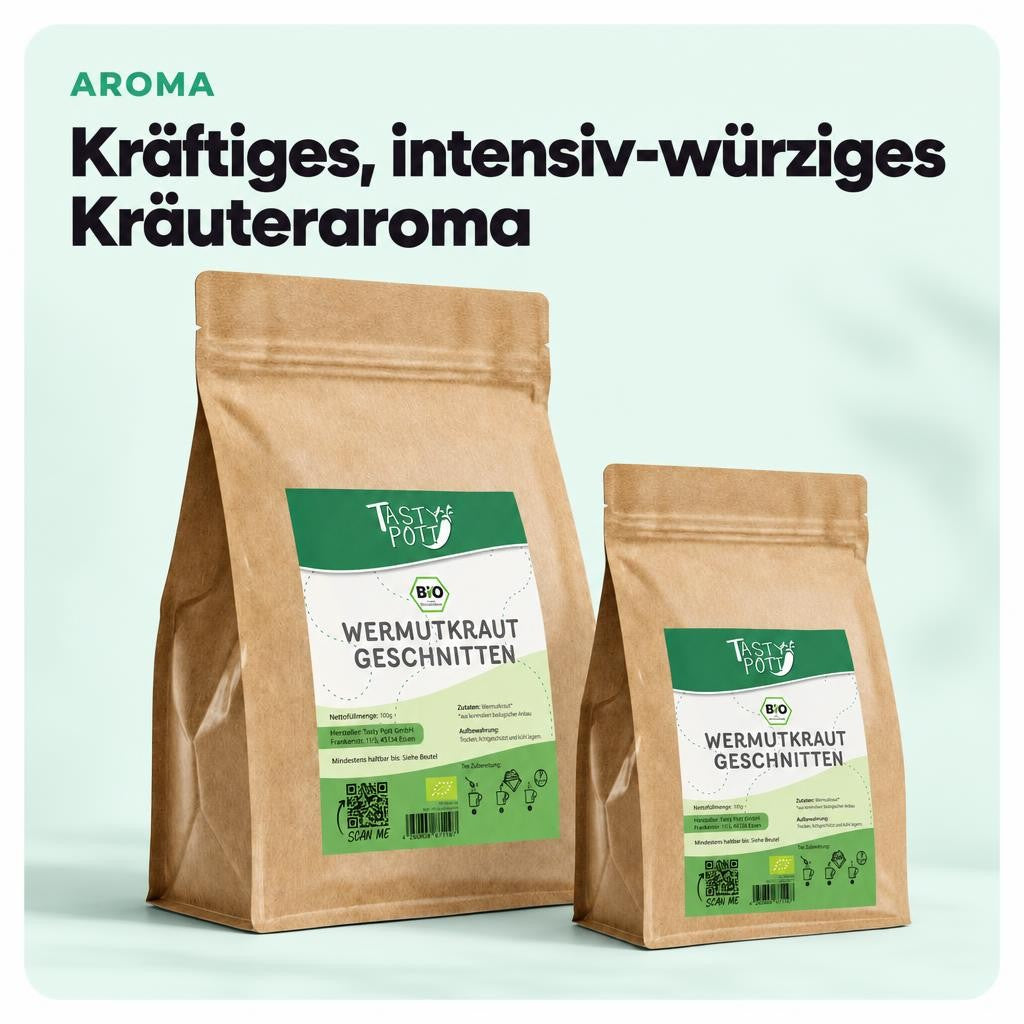 Tasty Pott Bio Wermutkraut getrocknet und geschnitten - 500g Beutel – Bild 4