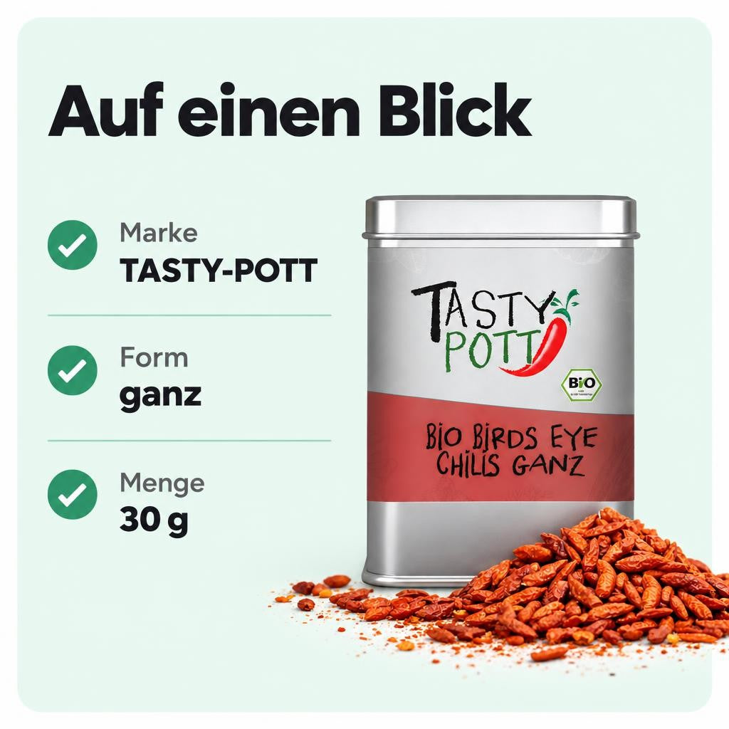 Tasty Pott Bio Birds Eye Chili ganz - 30g Dose – Bild 3