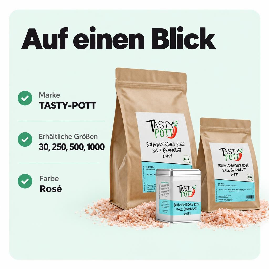 Tasty Pott Bolivianisches Rosé Salz Granulat (2-4mm) - im Beutel – Bild 3