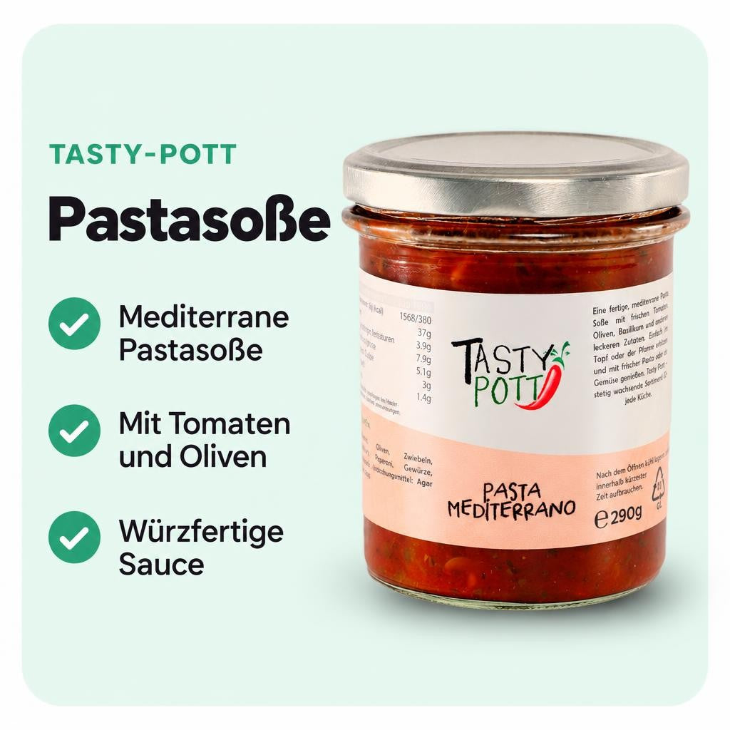 Tasty Pott Pasta Mediterrano Pastasoße 290g Glas – Bild 2