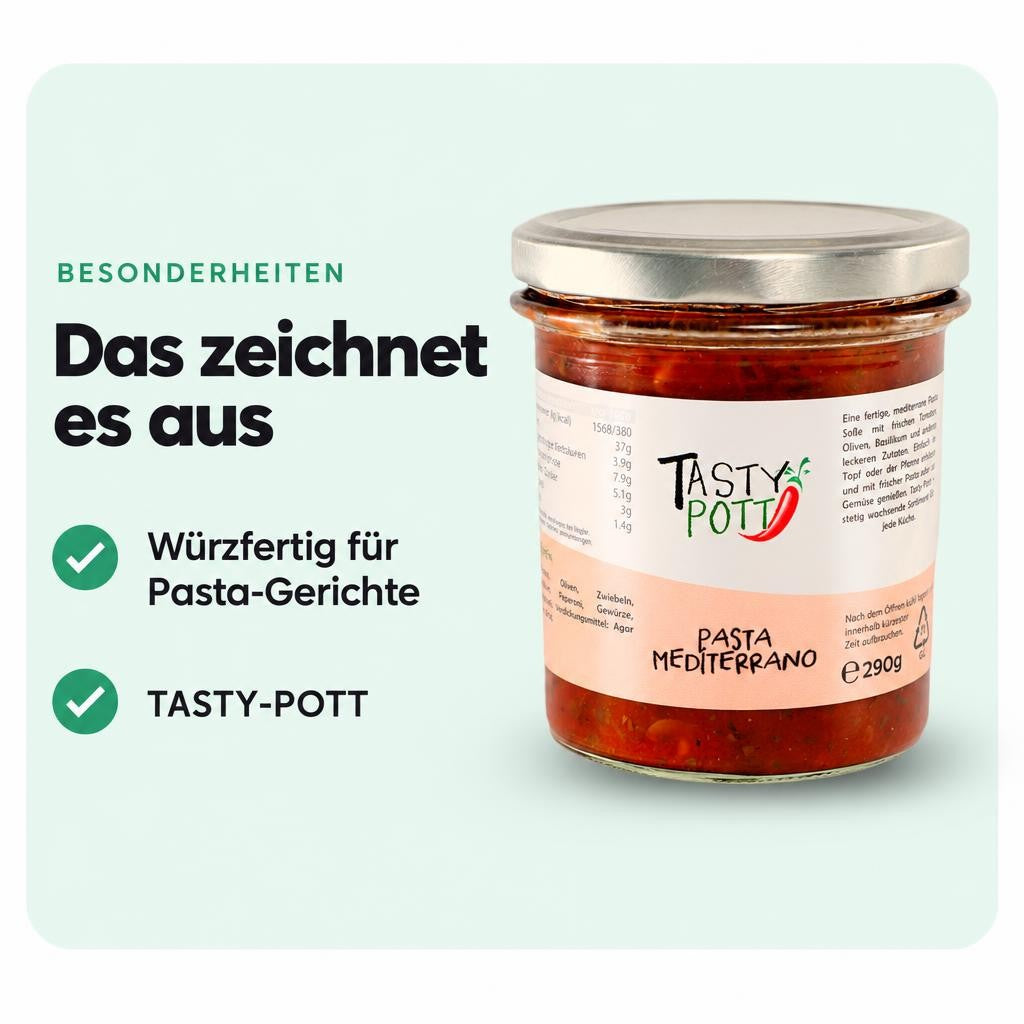 Tasty Pott Pasta Mediterrano Pastasoße 290g Glas – Bild 5