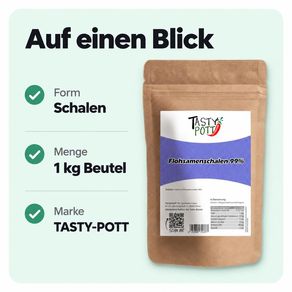 Tasty Pott Premium Flohsamenschalen 99% Reinheit - im Beutel – Bild 3