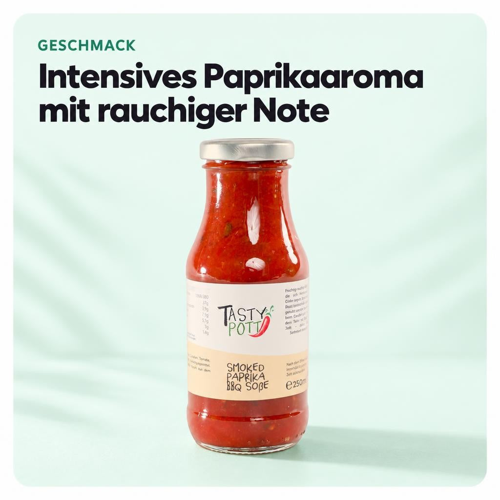 Tasty Pott Smoked Paprika BBQ Soße 250ml Flasche – Bild 4