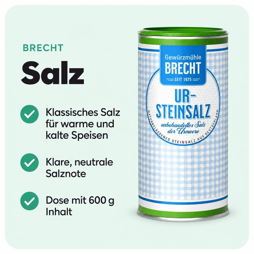 Ur-Steinsalz mit klarer, natürlicher Würze für deine Küche.