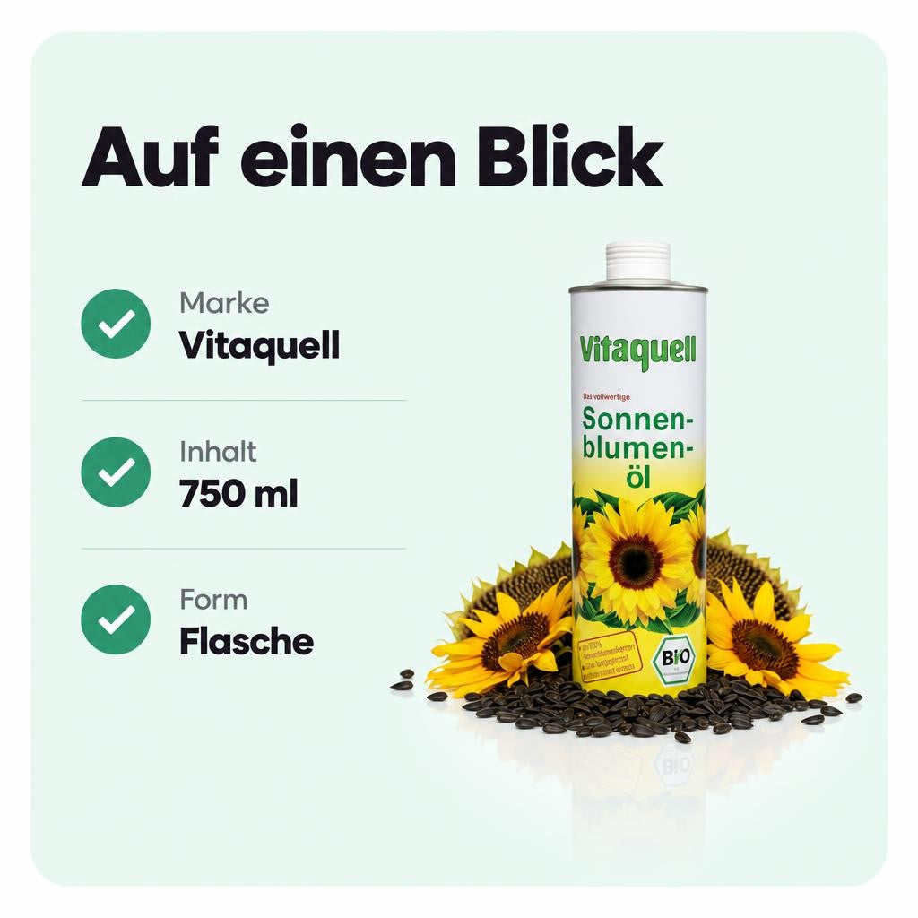 Vitaquell Bio Sonnenblumenöl, 750ml – Bild 3