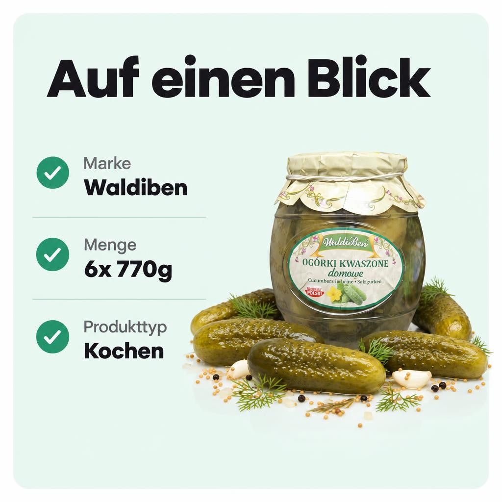 Herzhaft eingelegte Faßsalzgurken mit kräftigem Geschmack.