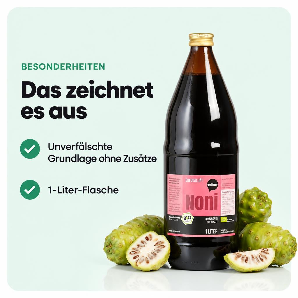 Wohltuer Bio Noni Saft 100% Direktsaft - 1L Flasche – Bild 5
