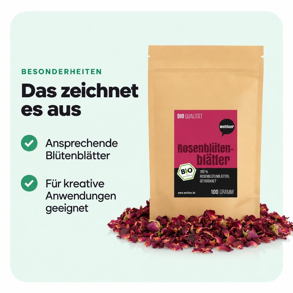 Wohltuer Bio Rosenblütenblätter für - Tee, Essenzen, Bädern und Küche - ab 100g – Bild 5