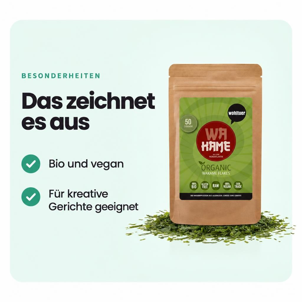 Wohltuer Bio Wakame Flocken Rohkost 50g – Bild 5