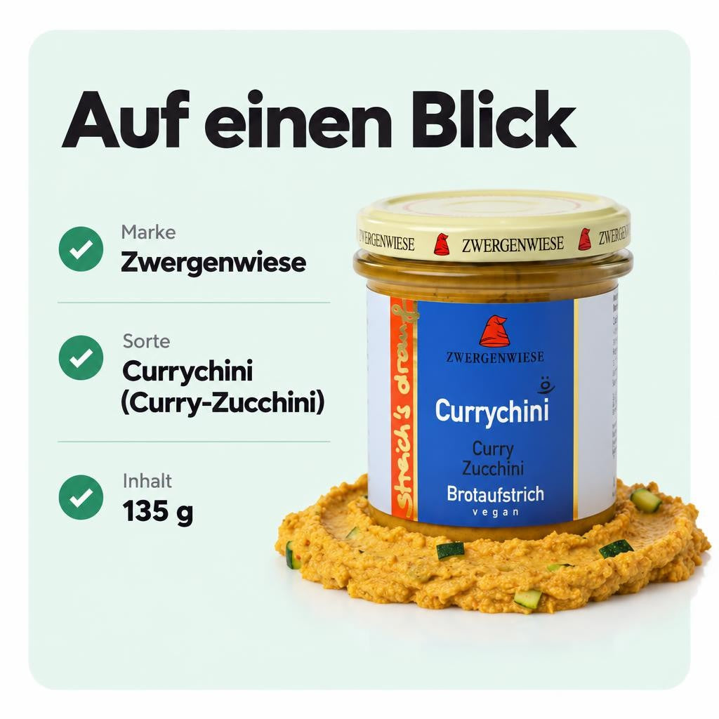 Zwergenwiese Bio Aufstrich streichs drauf Currychini (Curry-Zucchini) -  135g – Bild 3