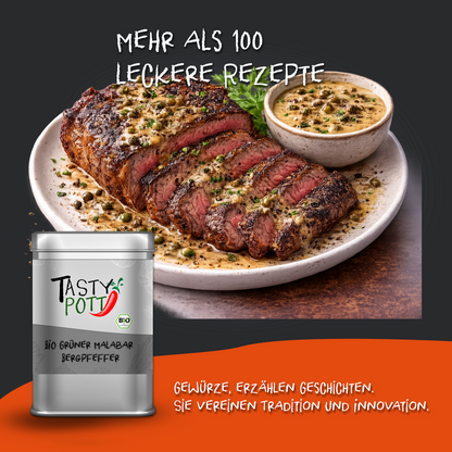 Tasty Pott Bio Grüner Pfeffer Malabar - 50g Dose