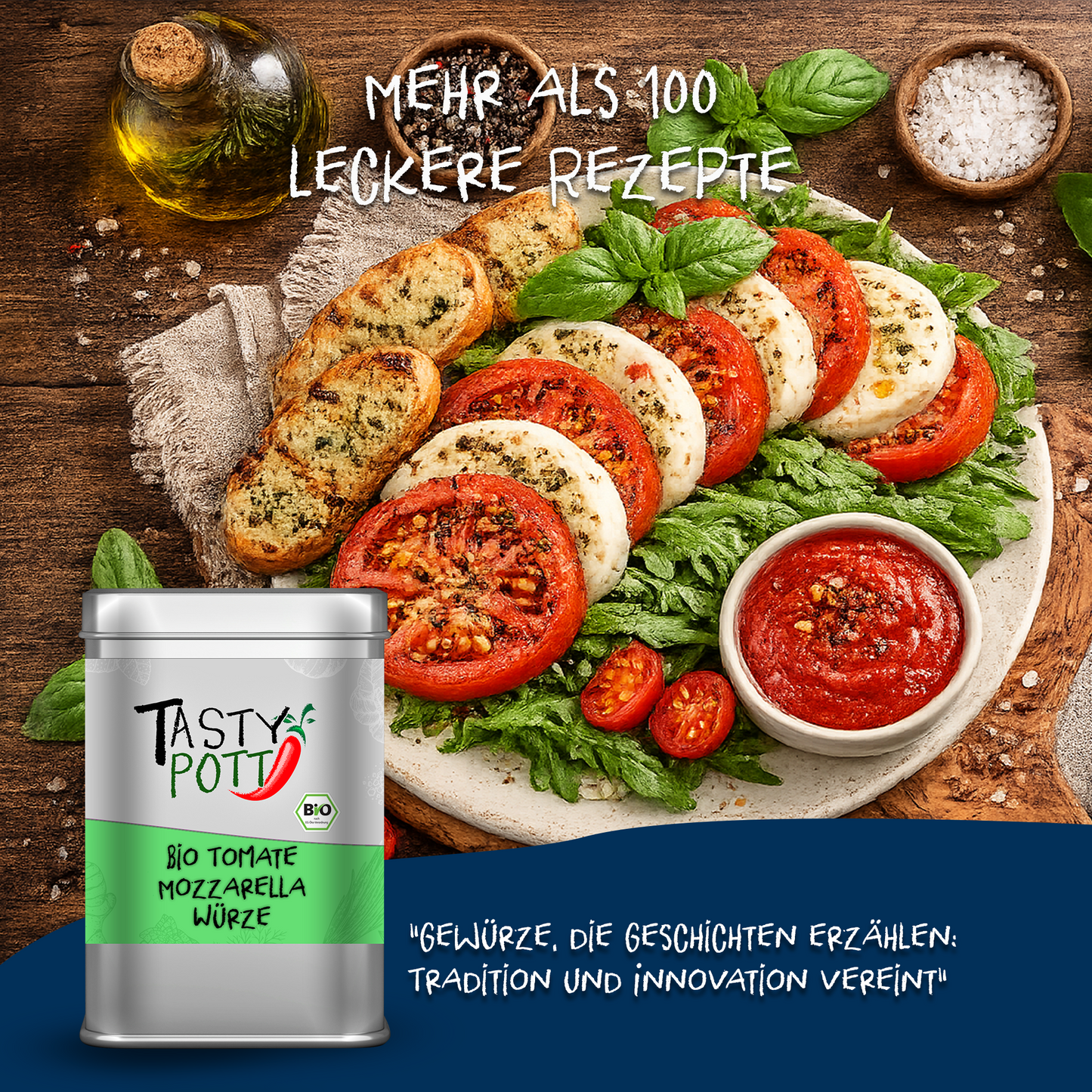 Tasty Pott Bio Tomate Mozzarella Würze - 80g Dose