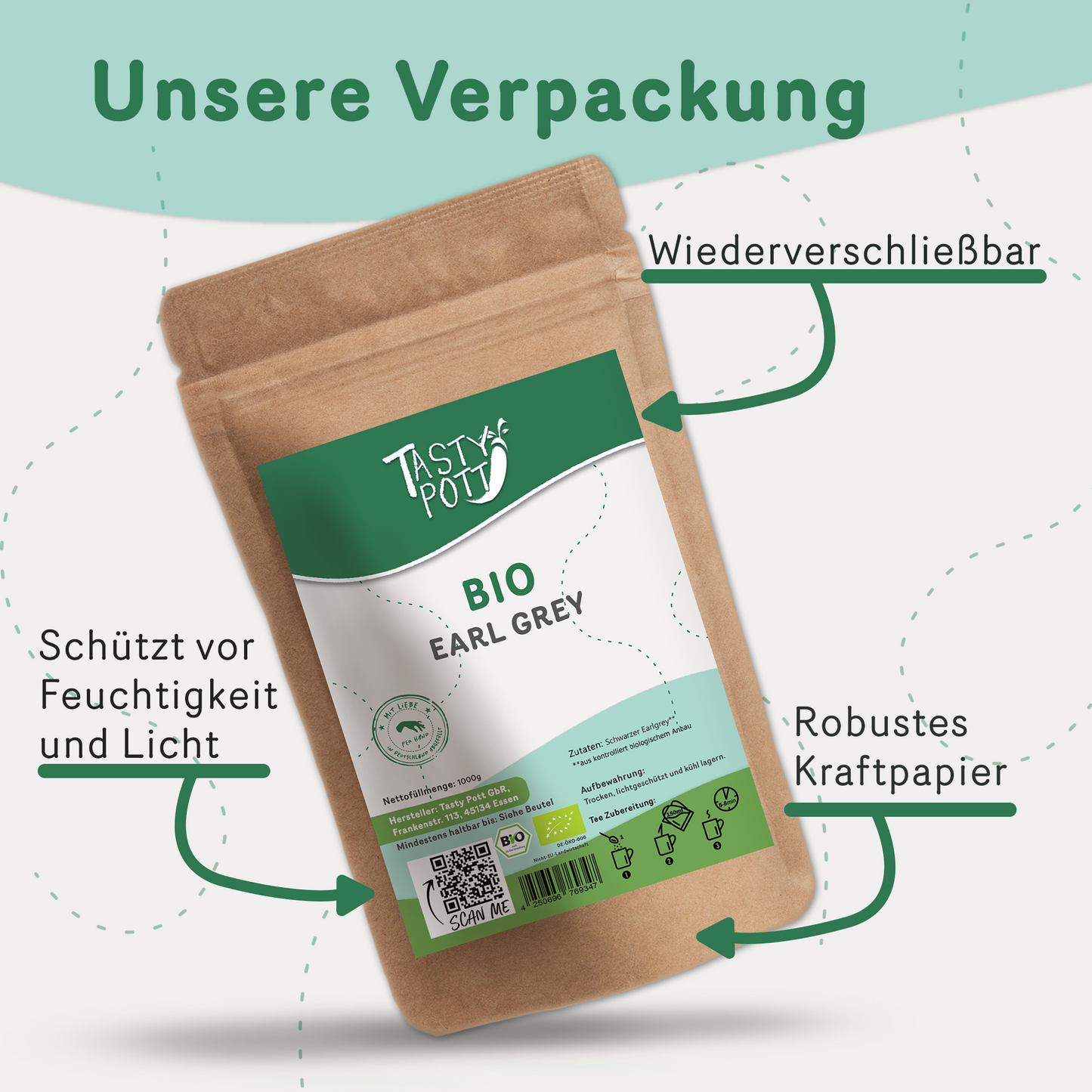 Tasty Pott Bio Earl Grey Tee - im Beutel