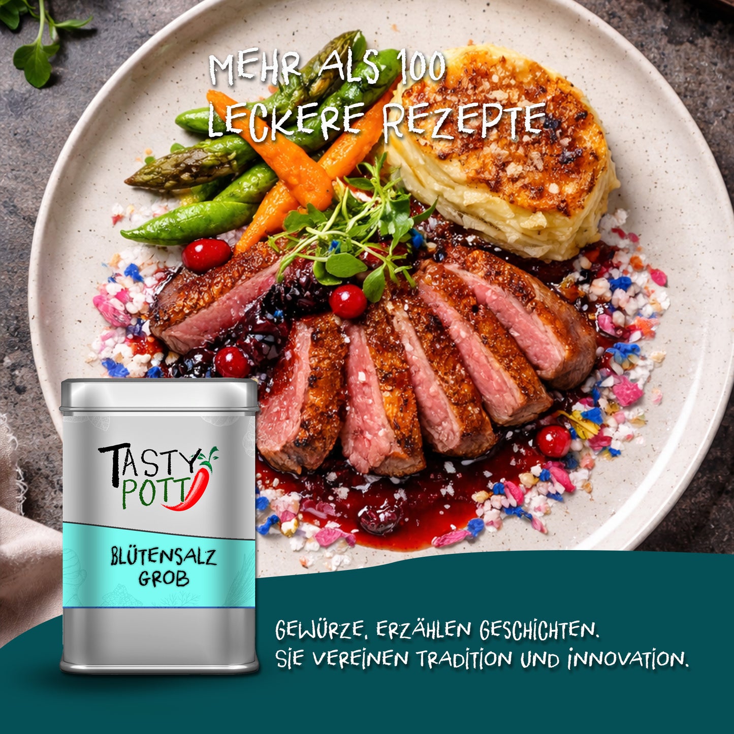 Tasty Pott Grobes Blütensalz Salzmischung - 100g Dose